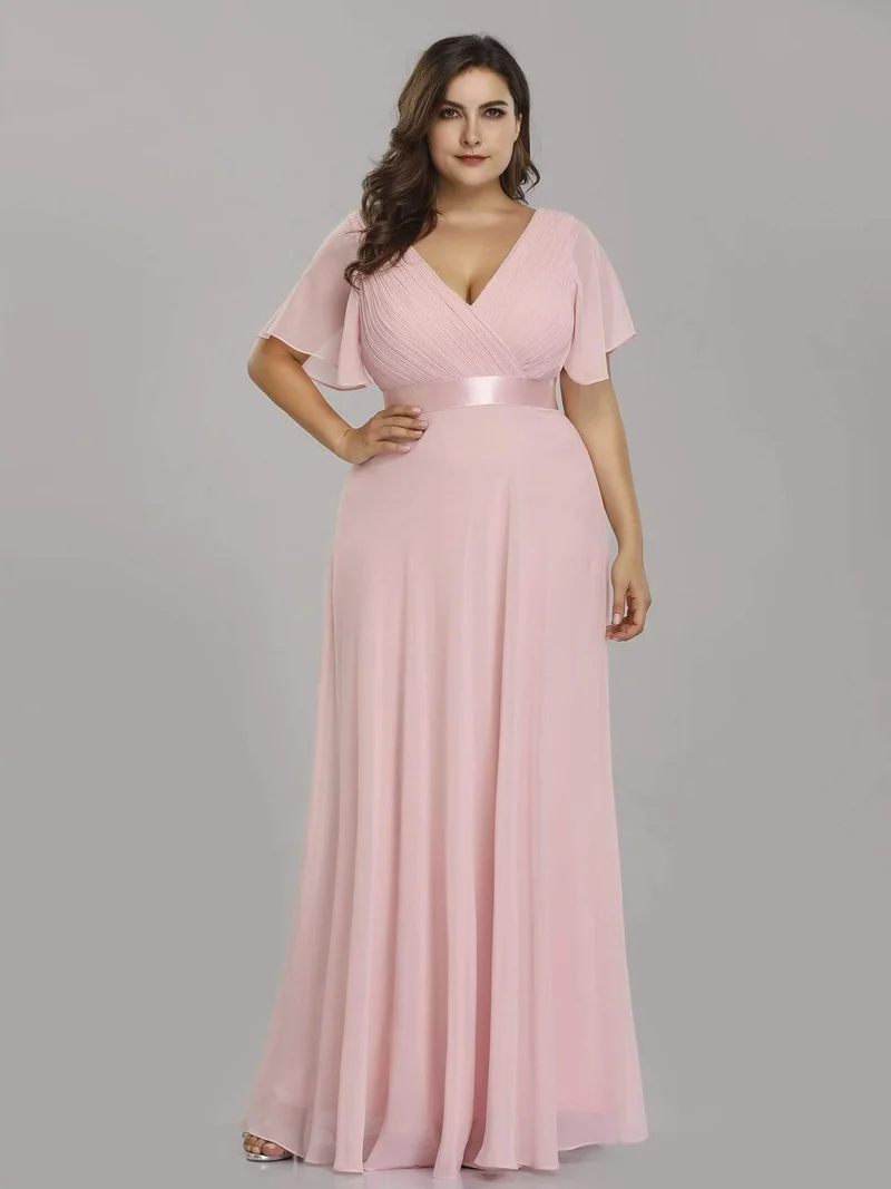 pretty MONICA|Robe demoiselle d'honneur grande taille empire avec manches flottantes
