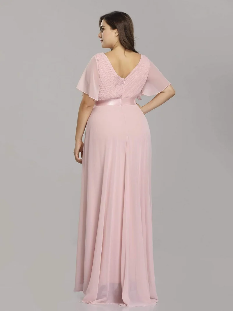pretty MONICA|Robe demoiselle d'honneur grande taille empire avec manches flottantes