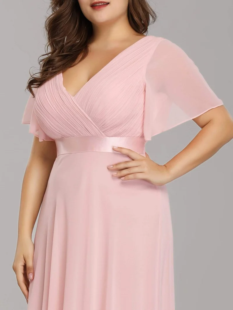 pretty MONICA|Robe demoiselle d'honneur grande taille empire avec manches flottantes