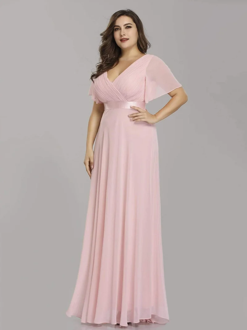 pretty MONICA|Robe demoiselle d'honneur grande taille empire avec manches flottantes