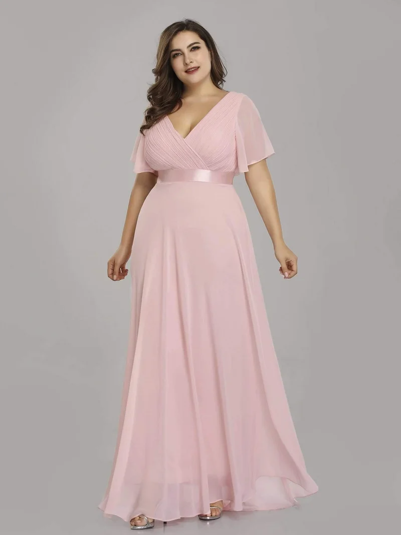 pretty MONICA|Robe demoiselle d'honneur grande taille empire avec manches flottantes