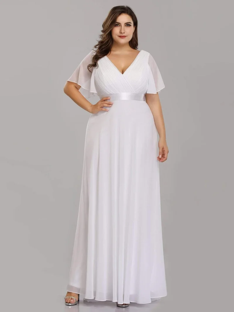 pretty MONICA|Robe demoiselle d'honneur grande taille empire avec manches flottantes