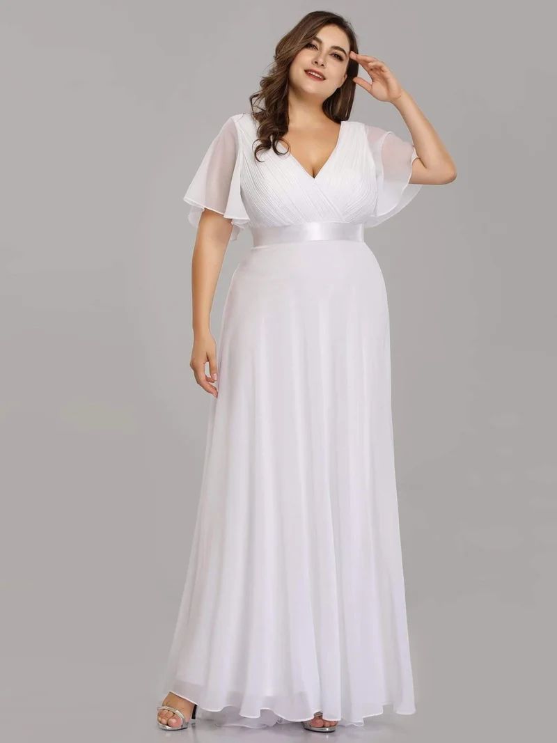 pretty MONICA|Robe demoiselle d'honneur grande taille empire avec manches flottantes