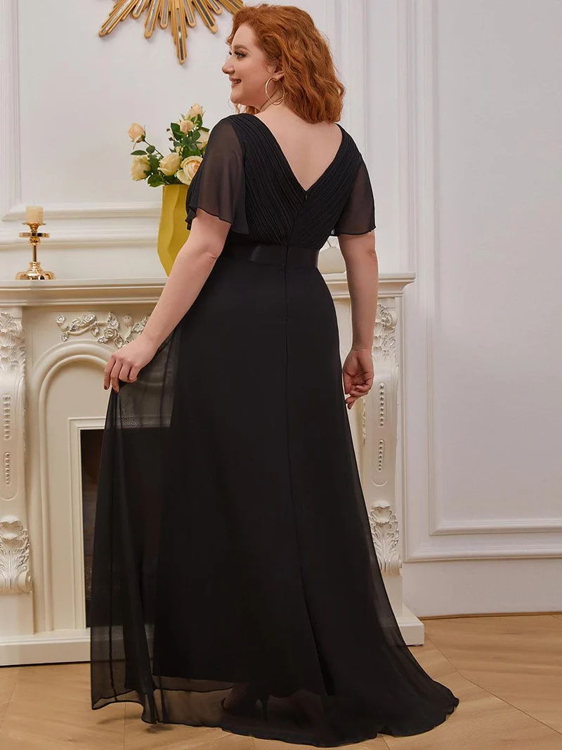 pretty MONICA|Robe demoiselle d'honneur grande taille empire avec manches flottantes