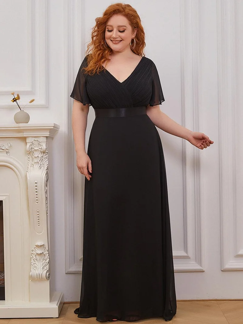 pretty MONICA|Robe demoiselle d'honneur grande taille empire avec manches flottantes