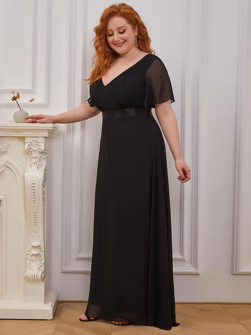 pretty MONICA|Robe demoiselle d'honneur grande taille empire avec manches flottantes