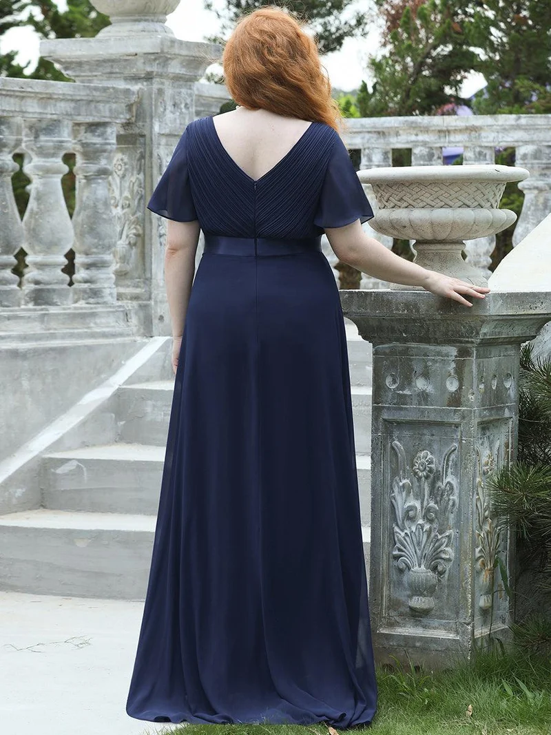 pretty MONICA|Robe demoiselle d'honneur grande taille empire avec manches flottantes