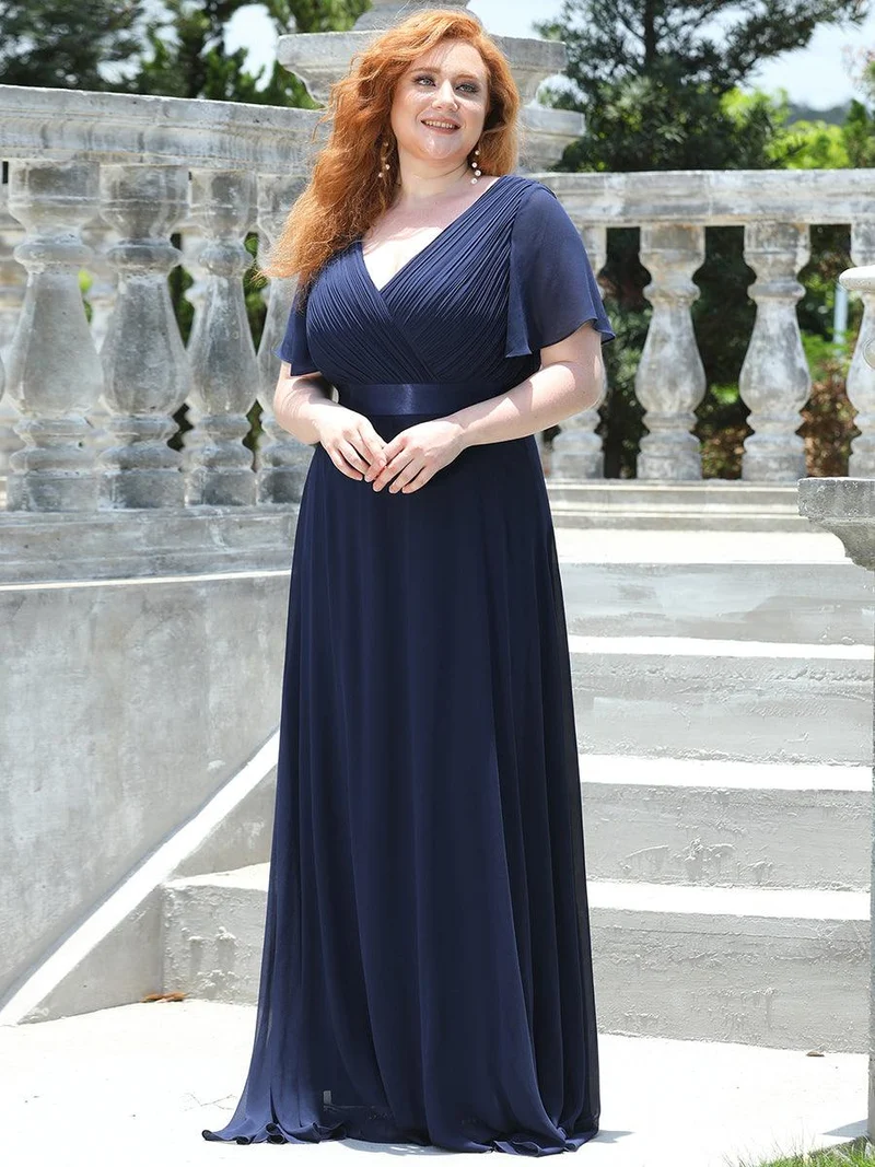 pretty MONICA|Robe demoiselle d'honneur grande taille empire avec manches flottantes
