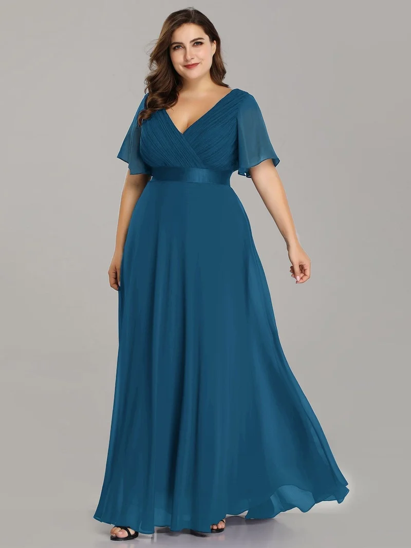 pretty MONICA|Robe demoiselle d'honneur grande taille empire avec manches flottantes