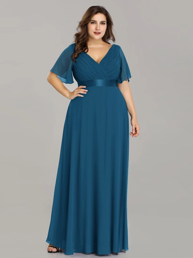 pretty MONICA|Robe demoiselle d'honneur grande taille empire avec manches flottantes