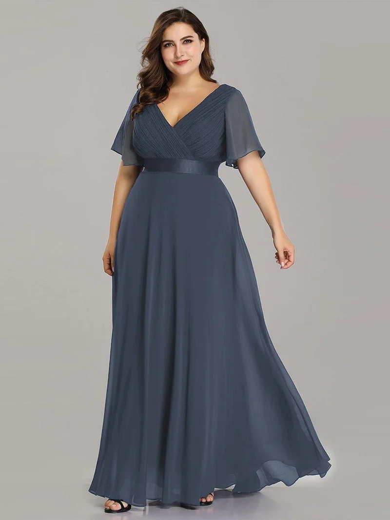 pretty MONICA|Robe demoiselle d'honneur grande taille empire avec manches flottantes