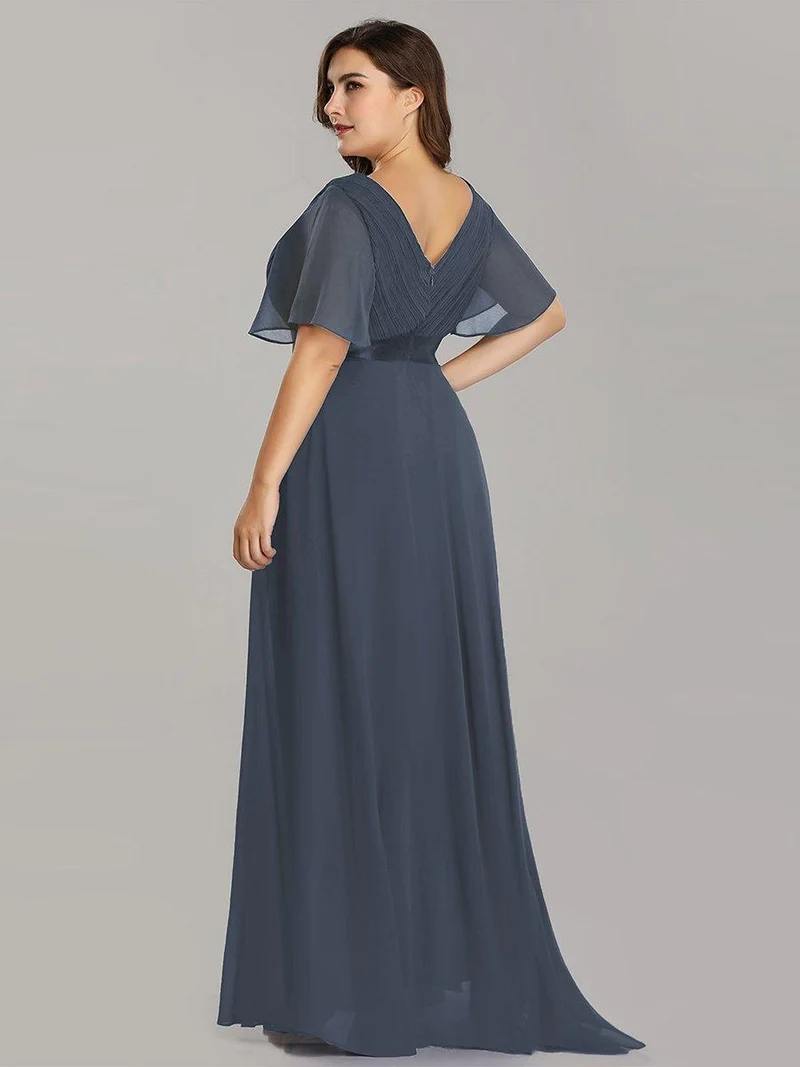 pretty MONICA|Robe demoiselle d'honneur grande taille empire avec manches flottantes