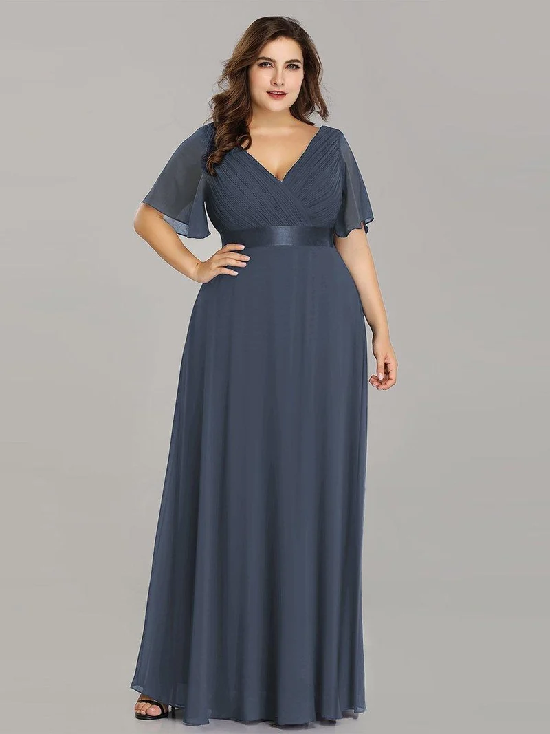 pretty MONICA|Robe demoiselle d'honneur grande taille empire avec manches flottantes