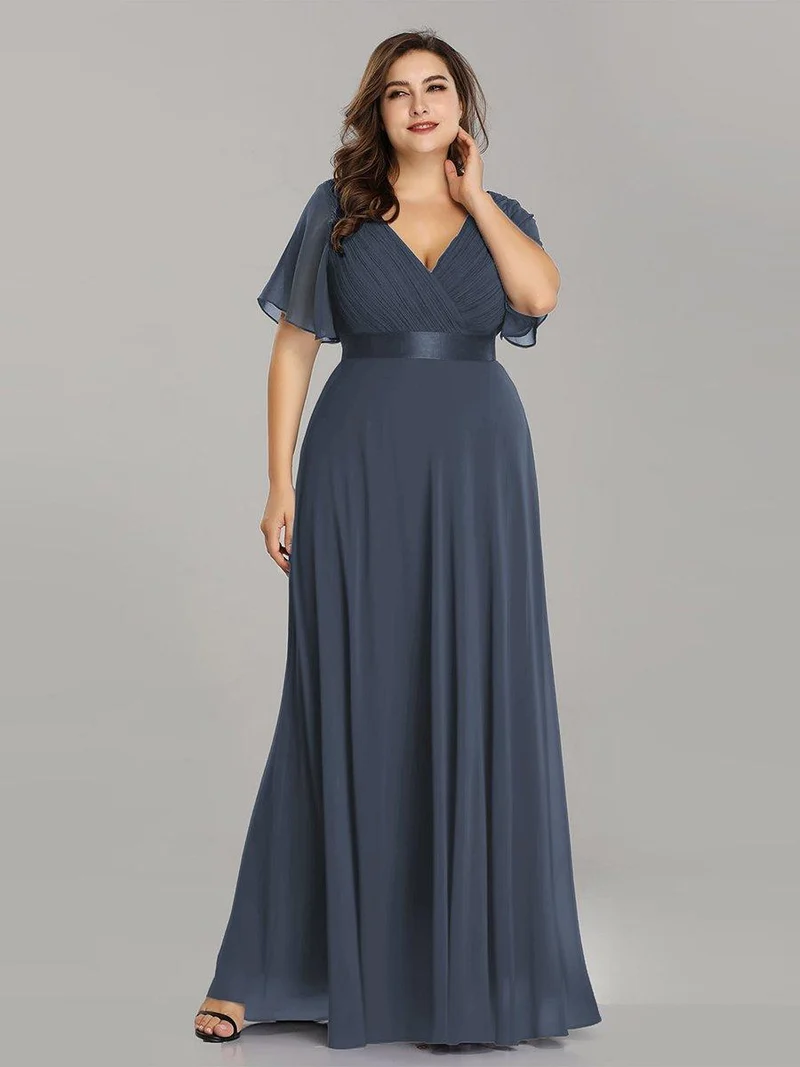 pretty MONICA|Robe demoiselle d'honneur grande taille empire avec manches flottantes