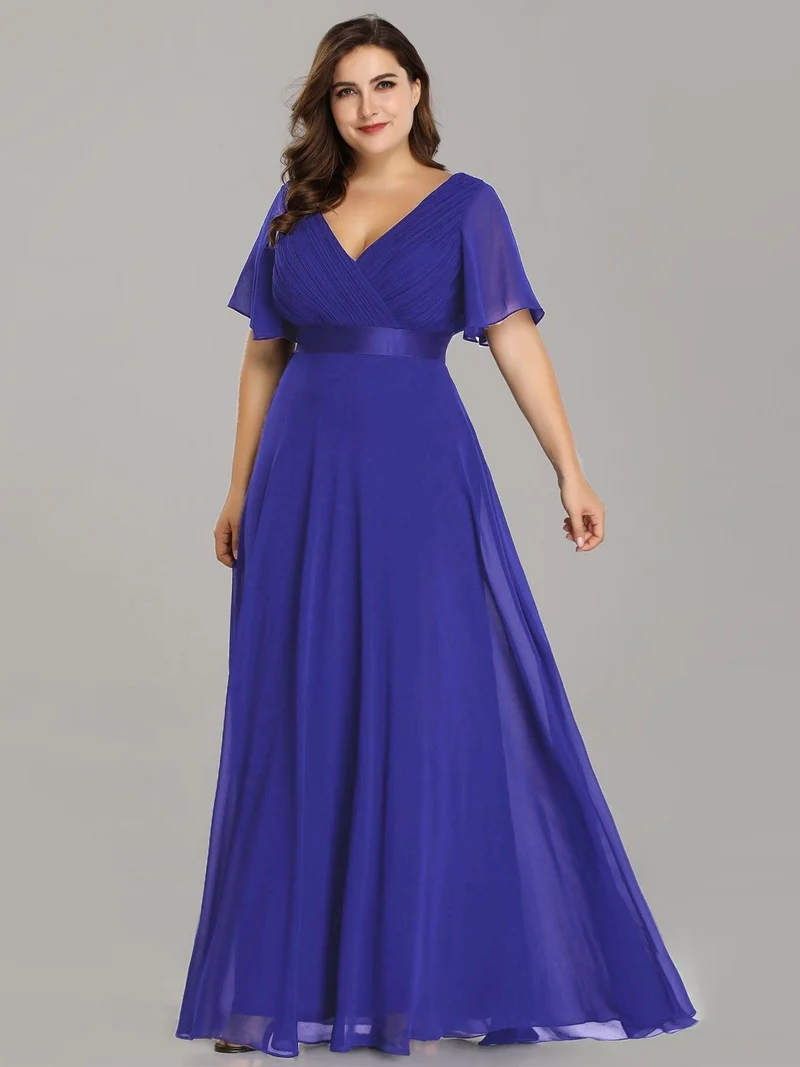 pretty MONICA|Robe demoiselle d'honneur grande taille empire avec manches flottantes