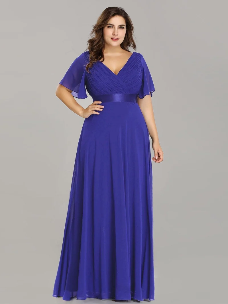 pretty MONICA|Robe demoiselle d'honneur grande taille empire avec manches flottantes