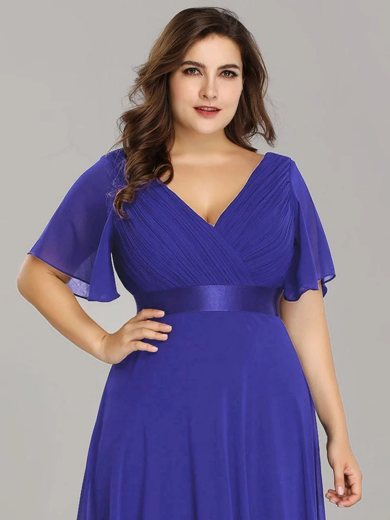 pretty MONICA|Robe demoiselle d'honneur grande taille empire avec manches flottantes