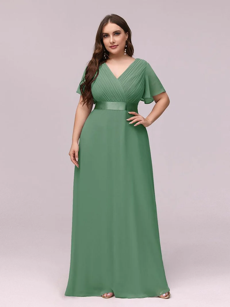pretty MONICA|Robe demoiselle d'honneur grande taille empire avec manches flottantes
