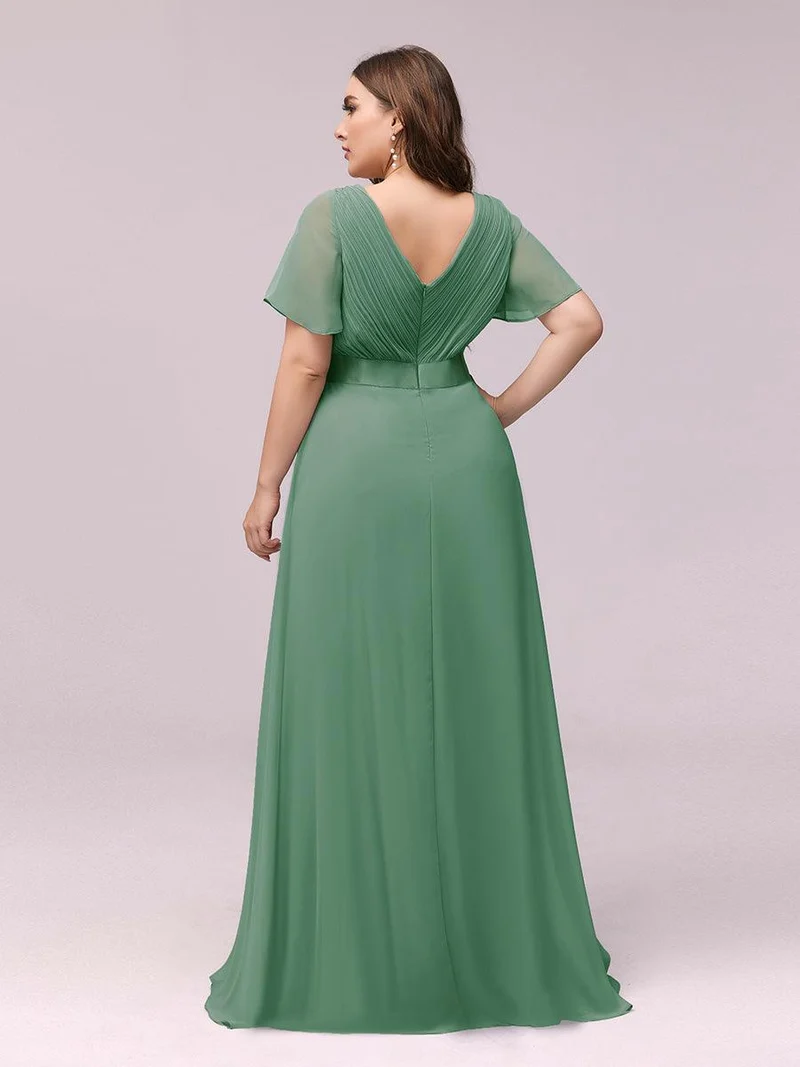 pretty MONICA|Robe demoiselle d'honneur grande taille empire avec manches flottantes