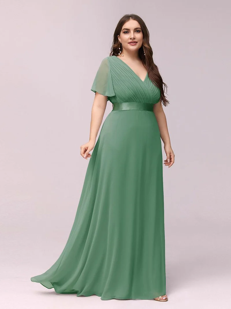 pretty MONICA|Robe demoiselle d'honneur grande taille empire avec manches flottantes