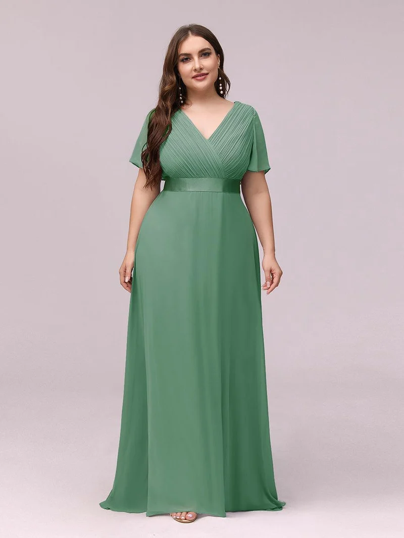 pretty MONICA|Robe demoiselle d'honneur grande taille empire avec manches flottantes