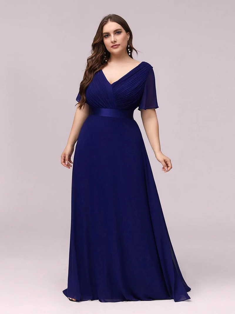 pretty MONICA|Robe demoiselle d'honneur grande taille empire avec manches flottantes
