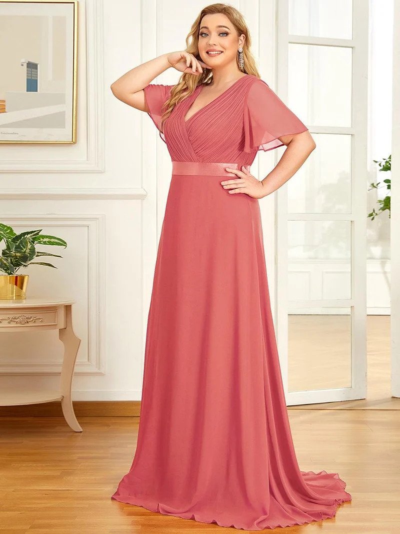 pretty MONICA|Robe demoiselle d'honneur grande taille empire avec manches flottantes