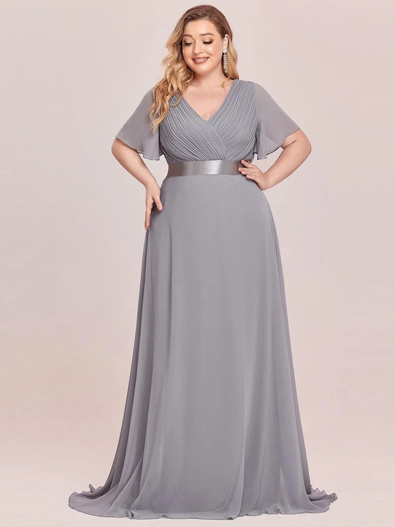 pretty MONICA|Robe demoiselle d'honneur grande taille empire avec manches flottantes