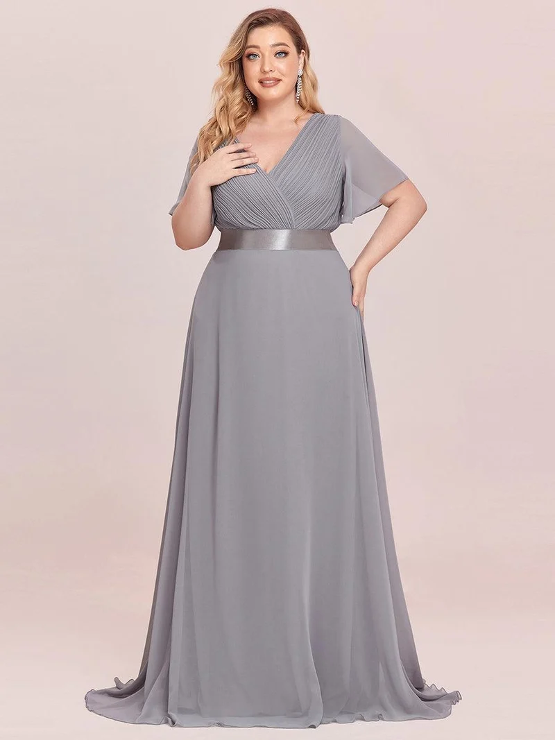 pretty MONICA|Robe demoiselle d'honneur grande taille empire avec manches flottantes