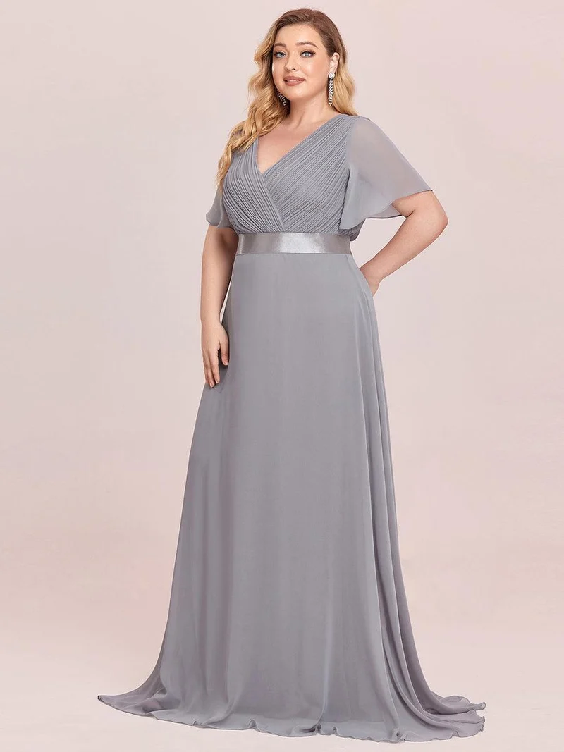 pretty MONICA|Robe demoiselle d'honneur grande taille empire avec manches flottantes