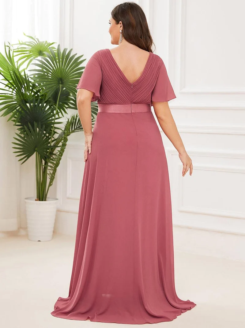 pretty MONICA|Robe demoiselle d'honneur grande taille empire avec manches flottantes