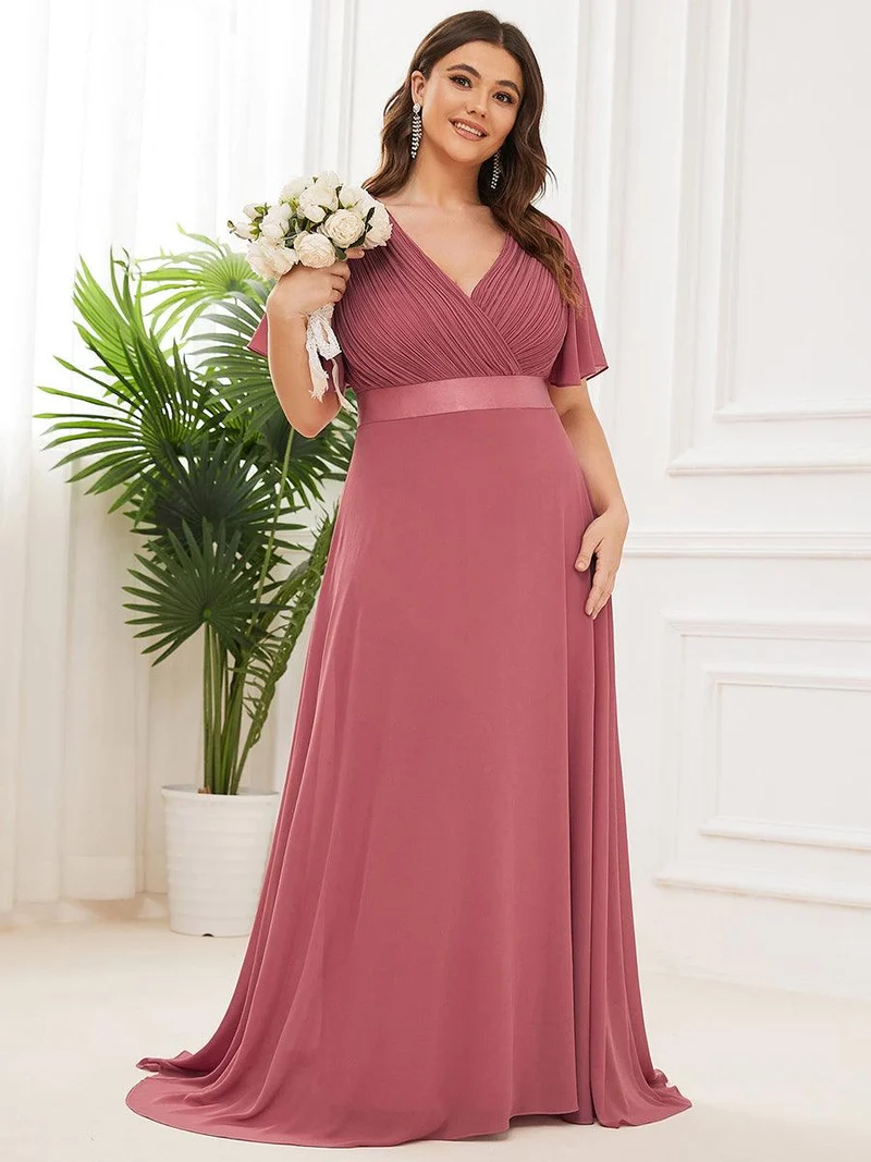 pretty MONICA|Robe demoiselle d'honneur grande taille empire avec manches flottantes