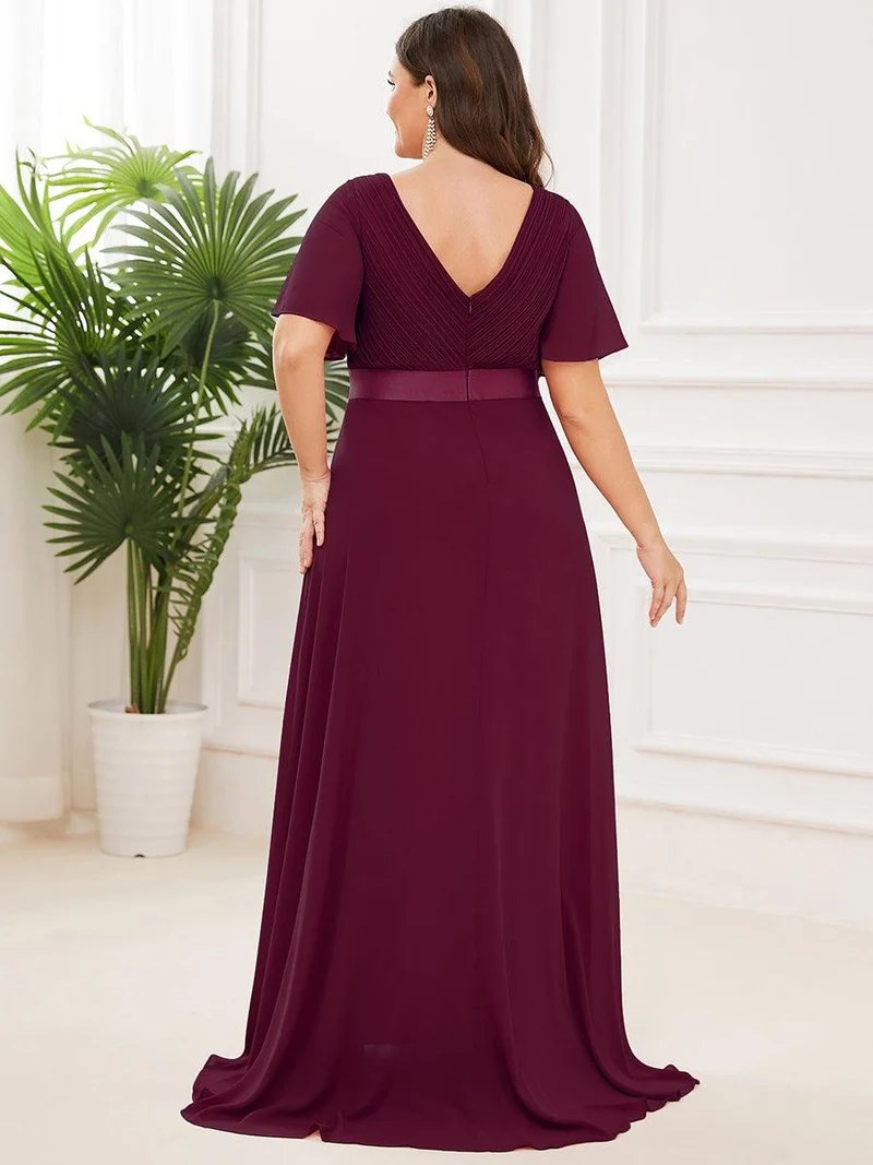 pretty MONICA|Robe demoiselle d'honneur grande taille empire avec manches flottantes