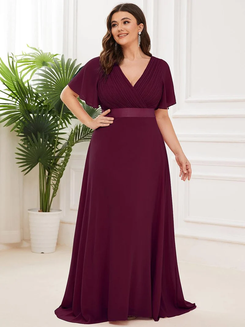 pretty MONICA|Robe demoiselle d'honneur grande taille empire avec manches flottantes