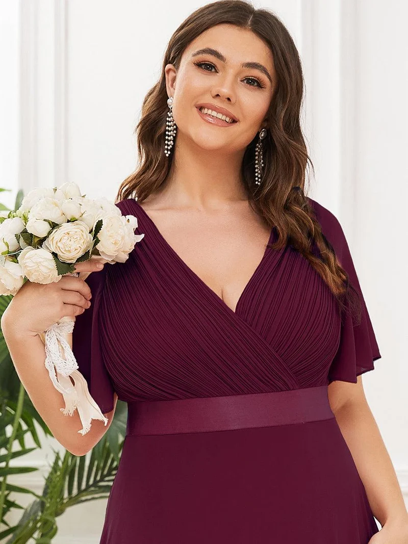 pretty MONICA|Robe demoiselle d'honneur grande taille empire avec manches flottantes