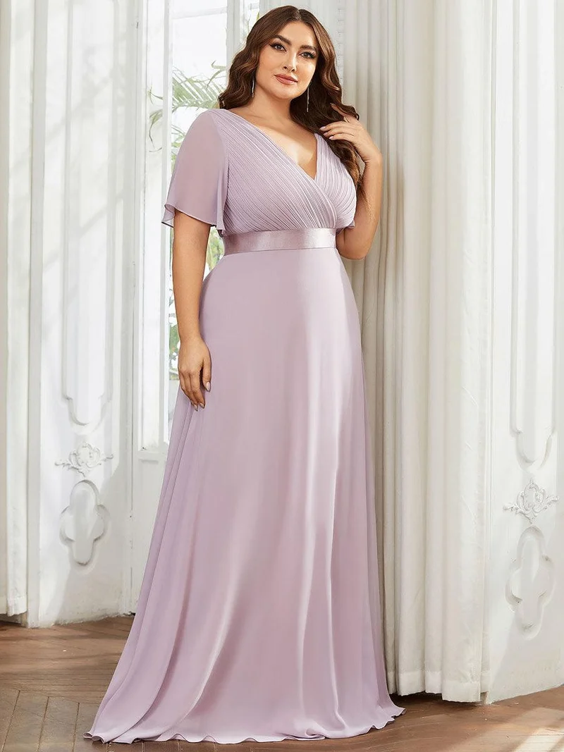 pretty MONICA|Robe demoiselle d'honneur grande taille empire avec manches flottantes