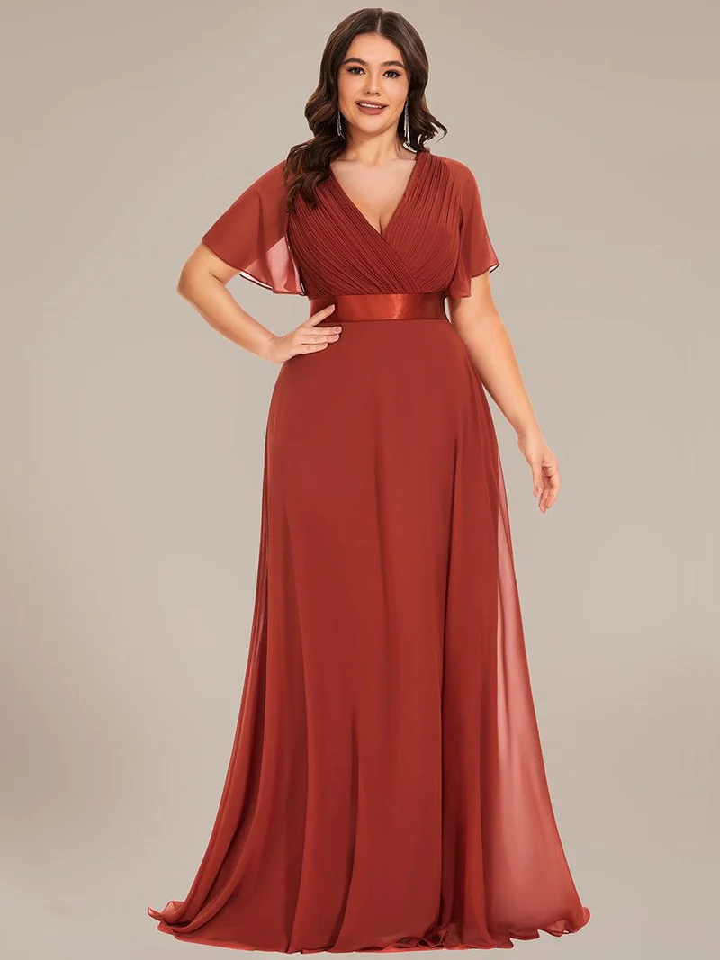 pretty MONICA|Robe demoiselle d'honneur grande taille empire avec manches flottantes