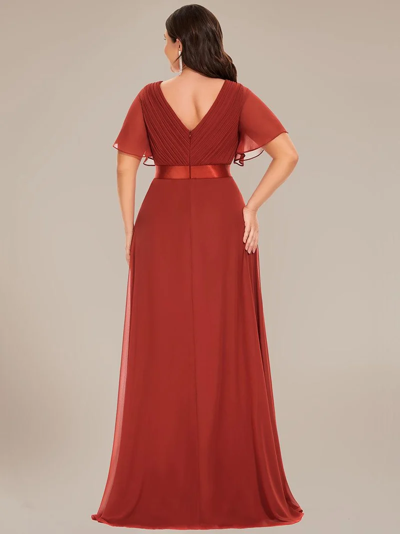 pretty MONICA|Robe demoiselle d'honneur grande taille empire avec manches flottantes