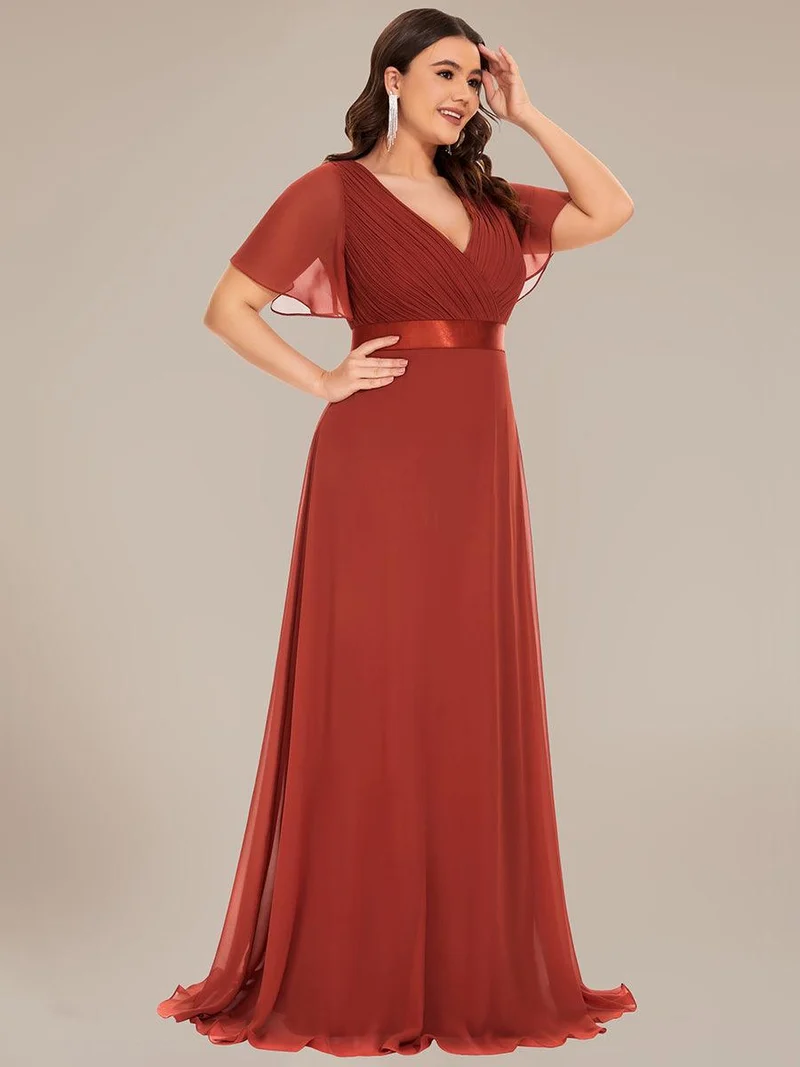pretty MONICA|Robe demoiselle d'honneur grande taille empire avec manches flottantes