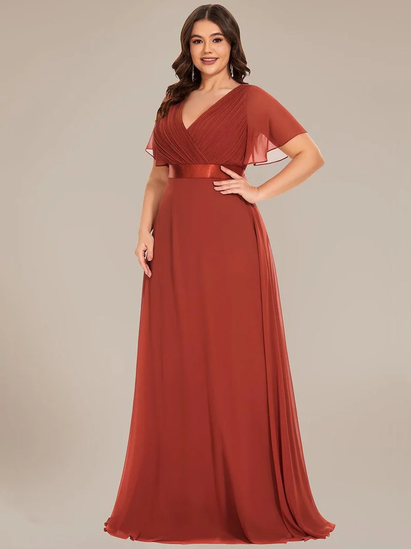 pretty MONICA|Robe demoiselle d'honneur grande taille empire avec manches flottantes