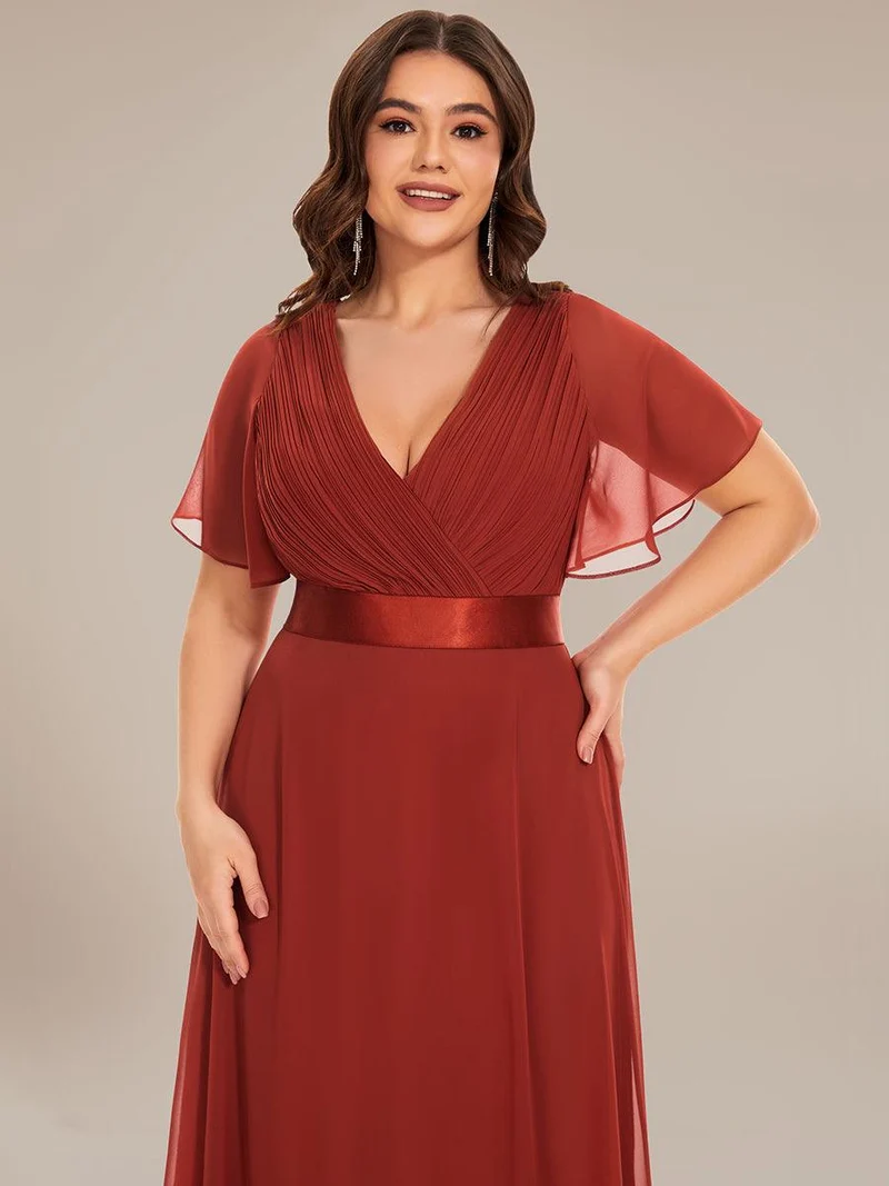 pretty MONICA|Robe demoiselle d'honneur grande taille empire avec manches flottantes