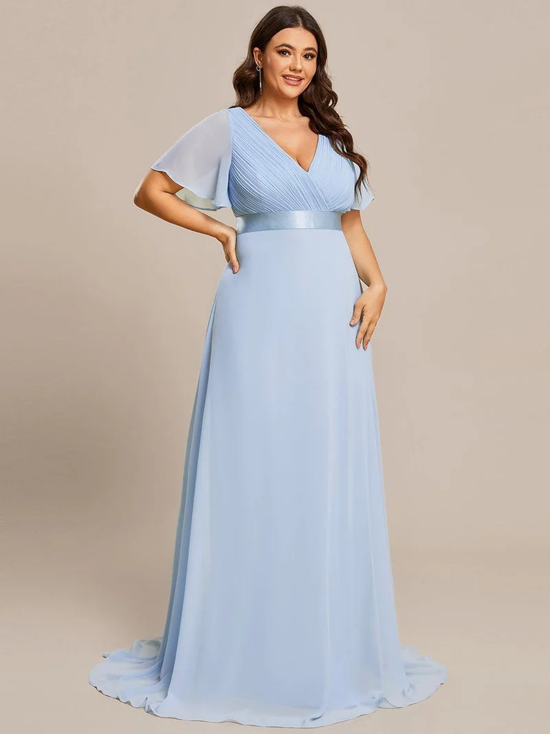 pretty MONICA|Robe demoiselle d'honneur grande taille empire avec manches flottantes