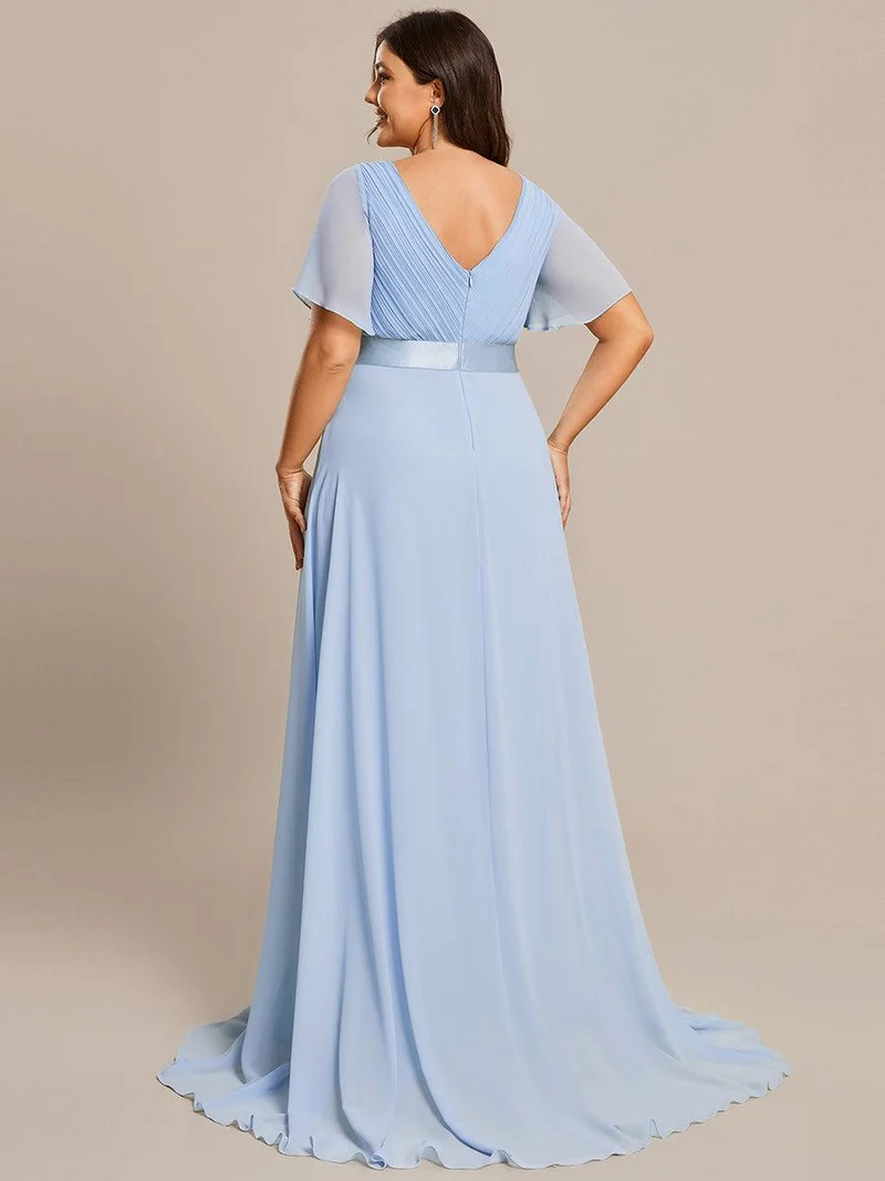 pretty MONICA|Robe demoiselle d'honneur grande taille empire avec manches flottantes