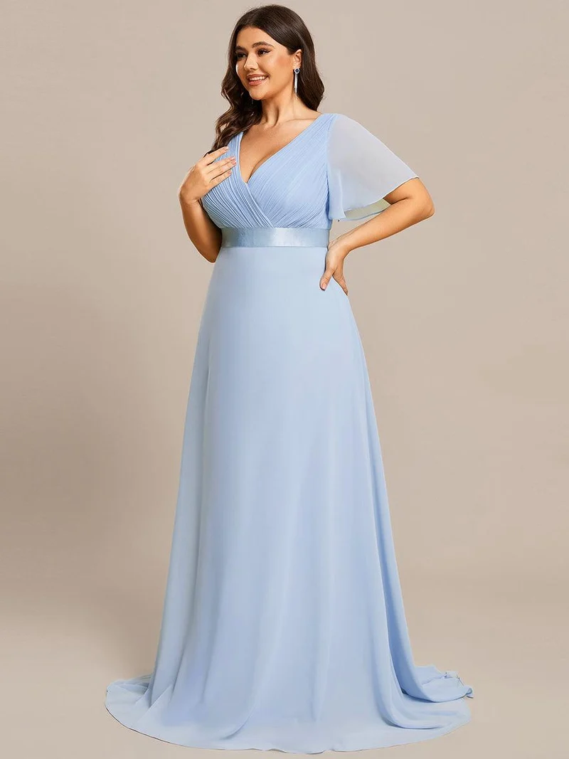 pretty MONICA|Robe demoiselle d'honneur grande taille empire avec manches flottantes