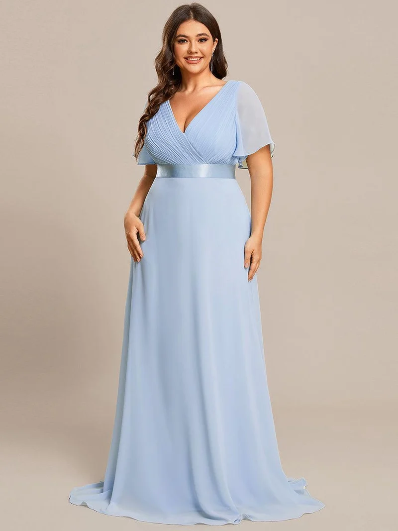 pretty MONICA|Robe demoiselle d'honneur grande taille empire avec manches flottantes