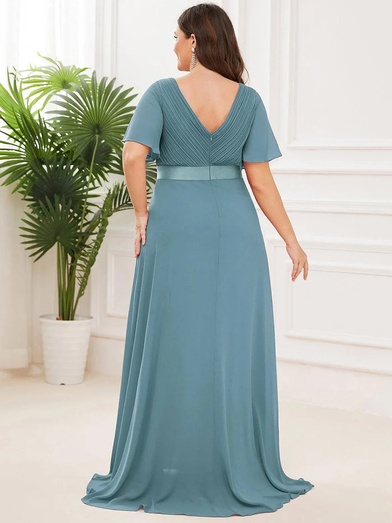 pretty MONICA|Robe demoiselle d'honneur grande taille empire avec manches flottantes
