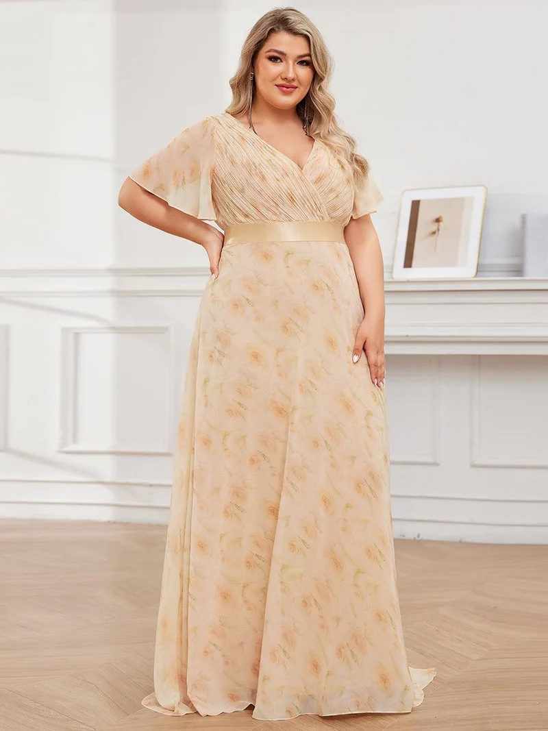 pretty MONICA|Robe demoiselle d'honneur grande taille empire avec manches flottantes