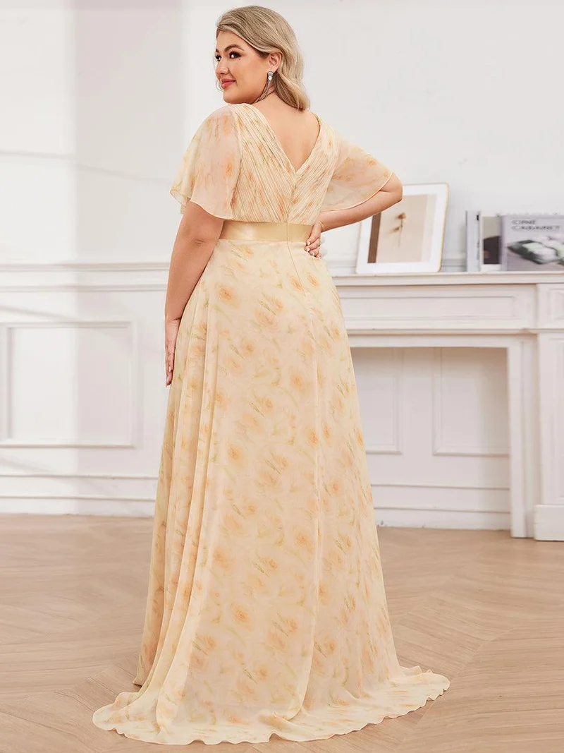 pretty MONICA|Robe demoiselle d'honneur grande taille empire avec manches flottantes