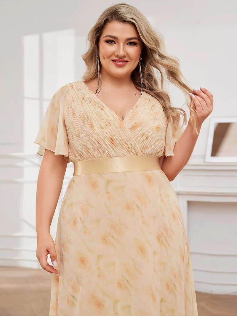 pretty MONICA|Robe demoiselle d'honneur grande taille empire avec manches flottantes