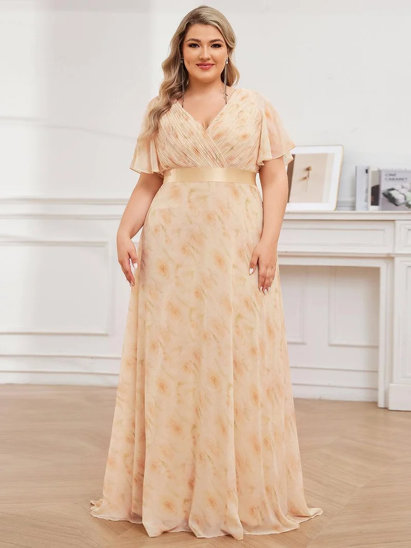pretty MONICA|Robe demoiselle d'honneur grande taille empire avec manches flottantes